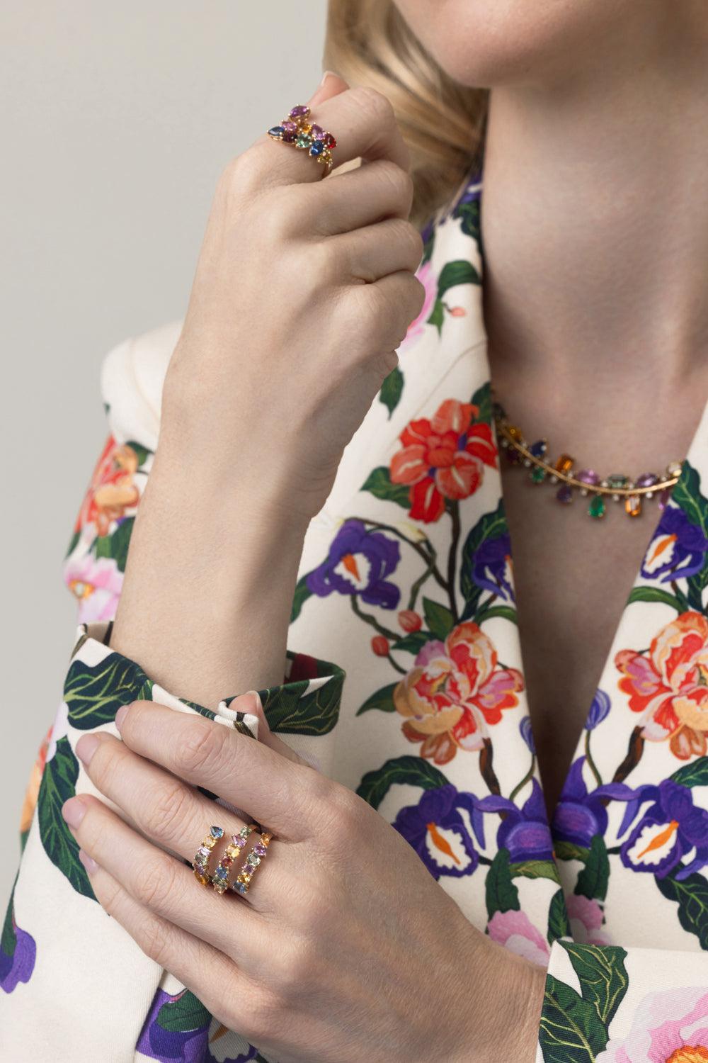 Desert Blooms Rainbow Ring-YELLOW GOLD-6.5-JEWELRYFINE JEWELRING-RUCHI NEW YORK