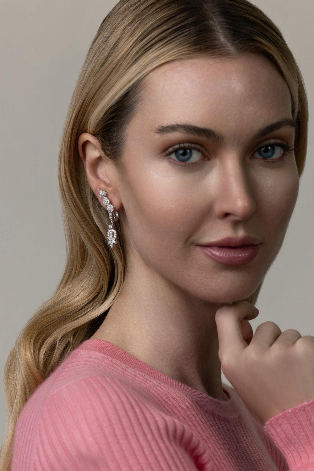 Y-Not Diamond Climber Earrings-WHITE GOLD-JEWELRYFINE JEWELEARRING-YEPREM JEWELLERY