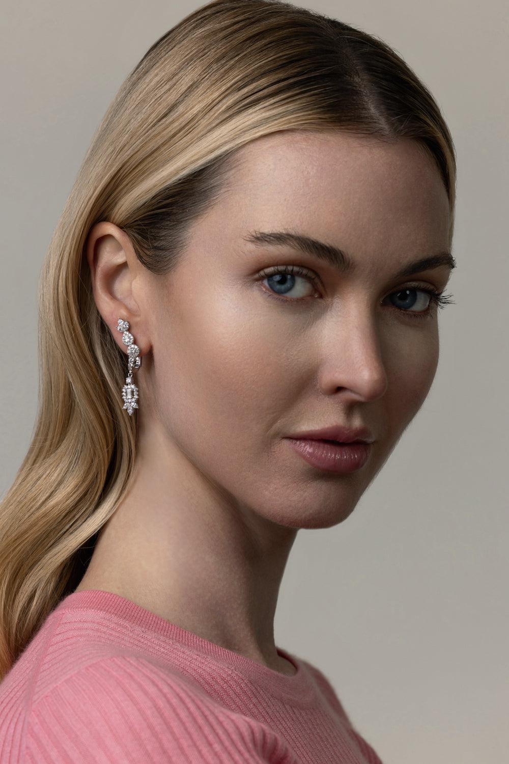 Y-Not Diamond Climber Earrings-WHITE GOLD-JEWELRYFINE JEWELEARRING-YEPREM JEWELLERY