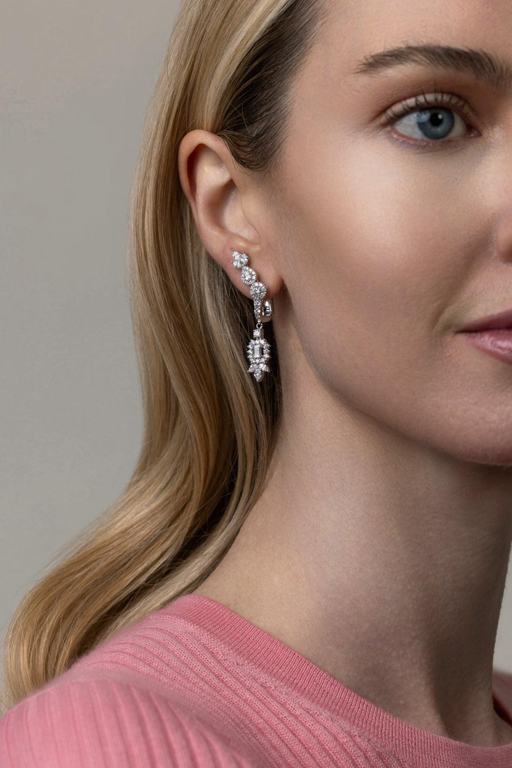 Y-Not Diamond Climber Earrings-WHITE GOLD-JEWELRYFINE JEWELEARRING-YEPREM JEWELLERY