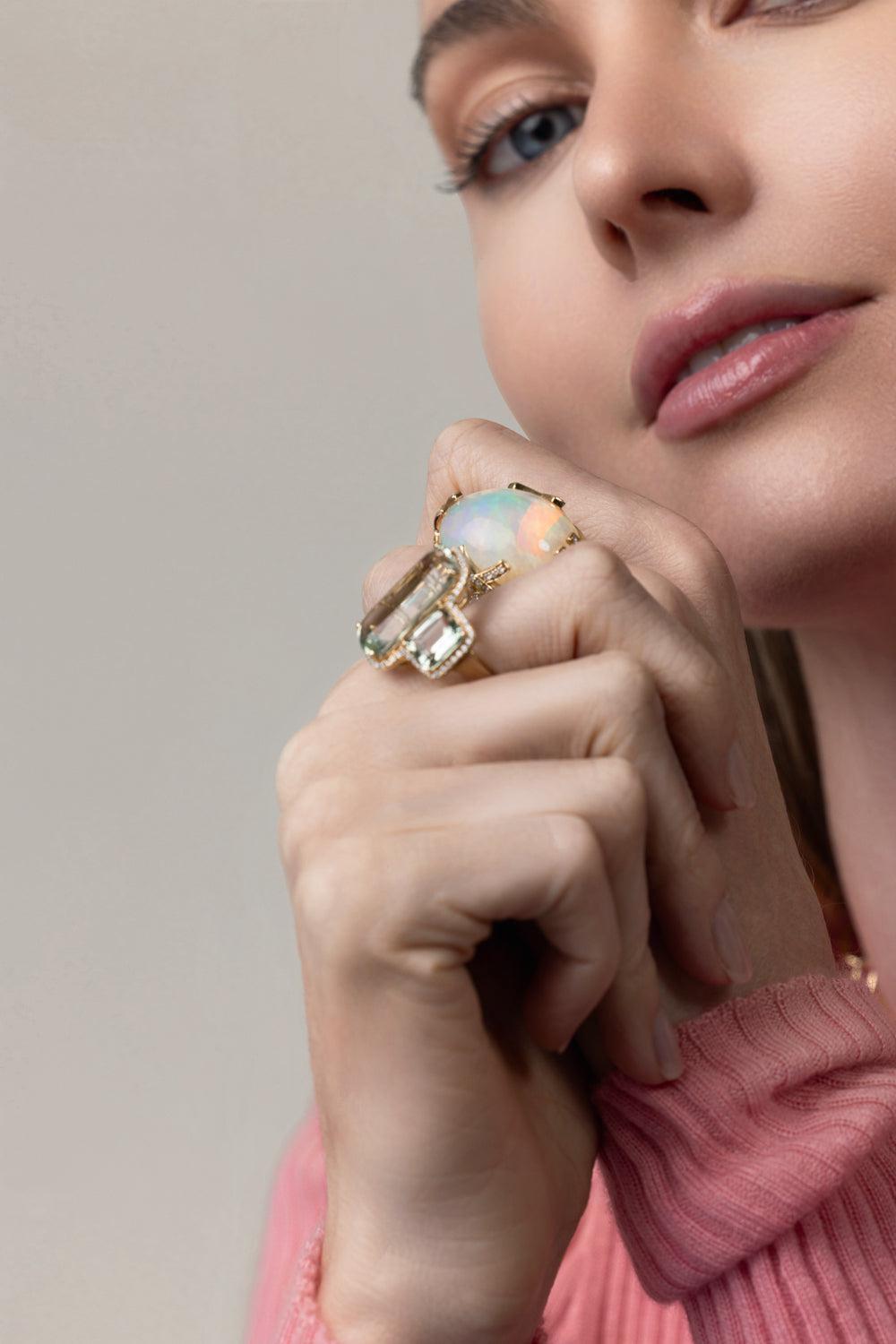 Three Stone Prasiolite Gossip Ring-YELLOW GOLD-6.75-JEWELRYFINE JEWELRING-GOSHWARA
