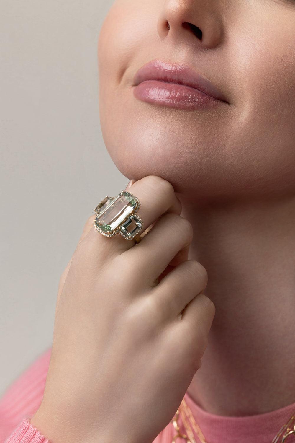 Three Stone Prasiolite Gossip Ring-YELLOW GOLD-6.75-JEWELRYFINE JEWELRING-GOSHWARA