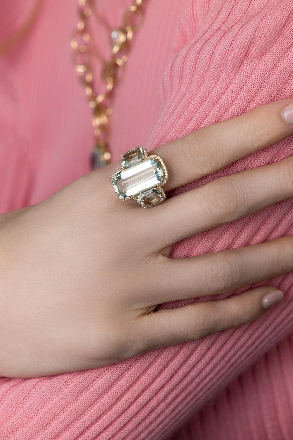 Three Stone Prasiolite Gossip Ring-YELLOW GOLD-6.75-JEWELRYFINE JEWELRING-GOSHWARA