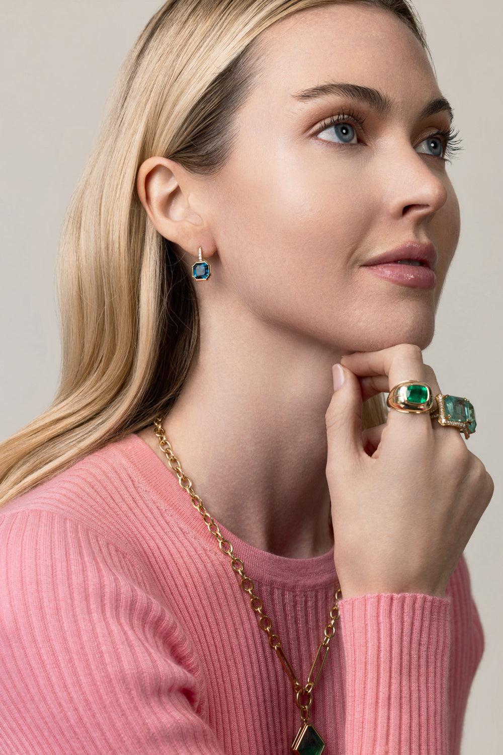 Topaz Gossip Earirngs-YELLOW GOLD-JEWELRYFINE JEWELEARRING-GOSHWARA