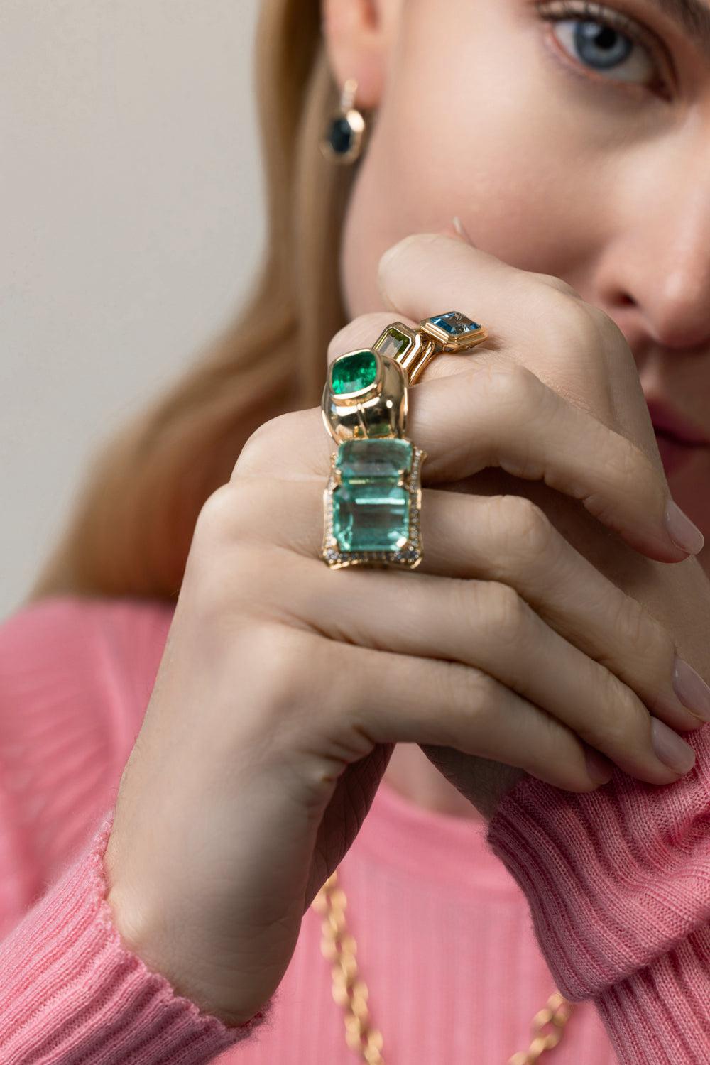 Emerald Twin G-One Ring-YELLOW GOLD-6.5-JEWELRYFINE JEWELRING-GOSHWARA