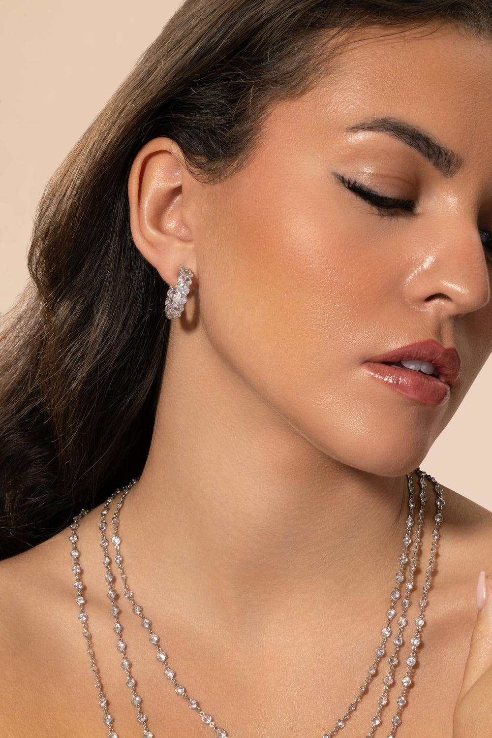 Oval Inside Out Cubic Zirconia Hoops-WHITE-JEWELRYBOUTIQUEEARRING-FANTASIA by DESERIO