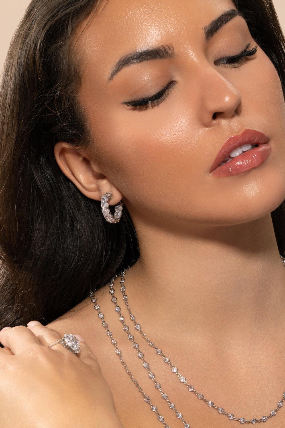 Oval Inside Out Cubic Zirconia Hoops-WHITE-JEWELRYBOUTIQUEEARRING-FANTASIA by DESERIO