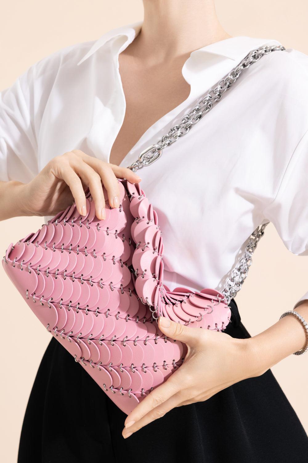 Paco Night Bag - Pink Silver-PINK-HANDBAGSHOULDER-RABANNE