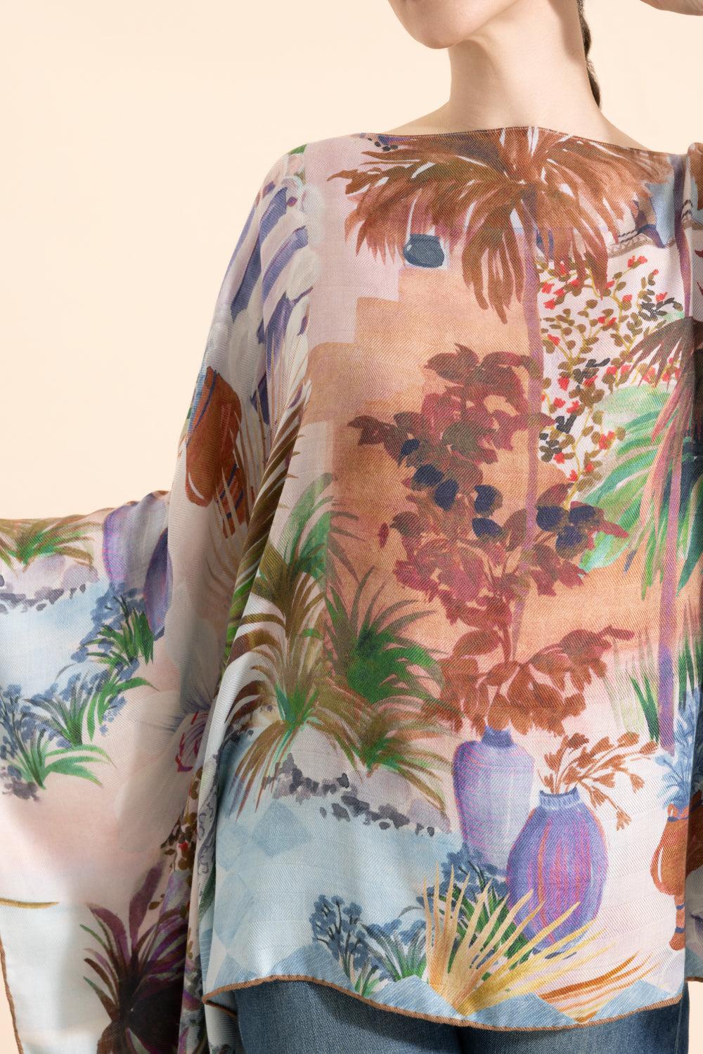 Printed Poncho - Roma Sky-ROMA SKY-O/S-CLOTHINGTOPPONCHO-RANI ARABELLA