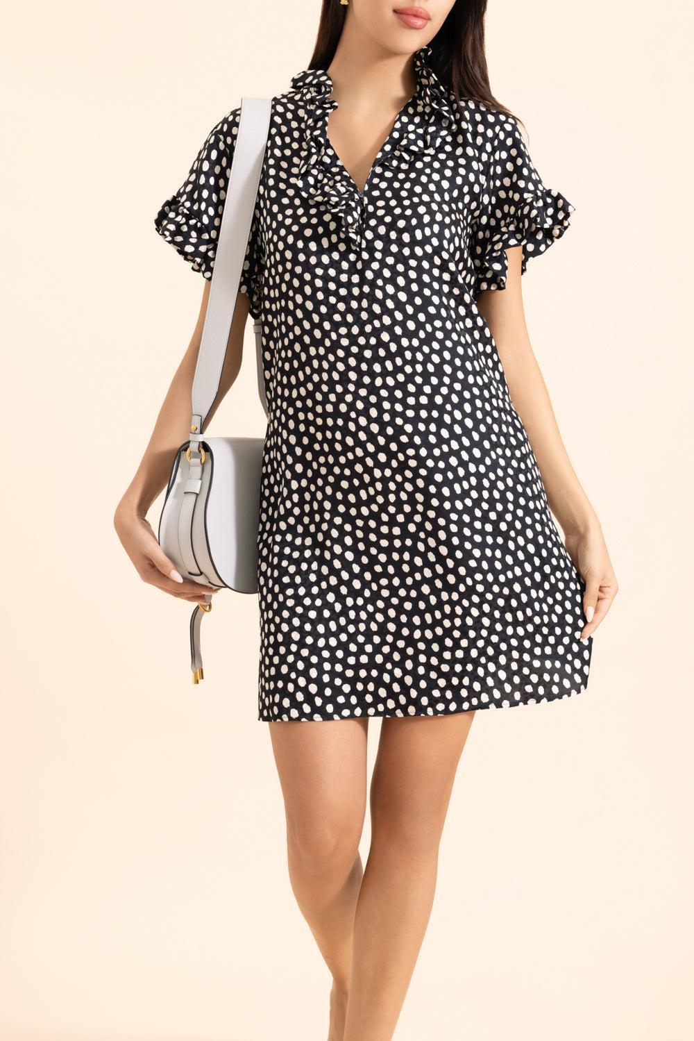Silk Mini Ruffle Dress-ANIMAL-36-CLOTHINGDRESSCASUAL-CHLOÉ