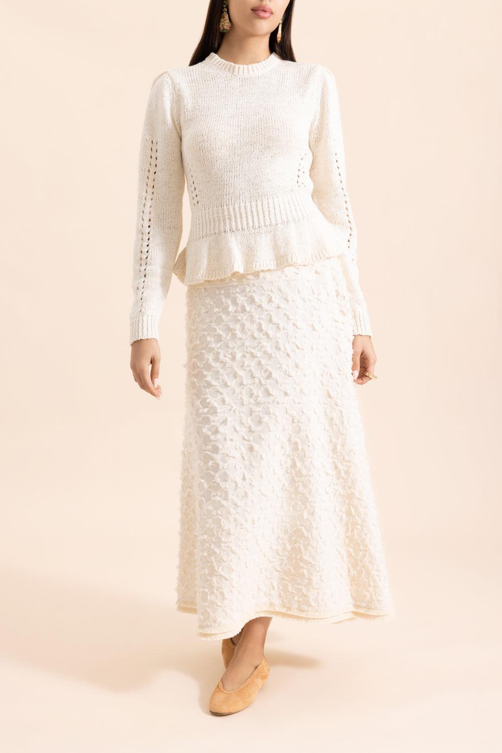 Aurelie Peplum Pullover-CREAM-P-CLOTHINGTOPBLOUSE-ULLA JOHNSON