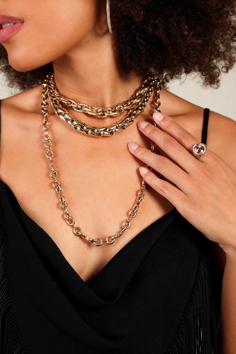 LR1 - Small Yellow Gold Necklace-YELLOW GOLD-JEWELRYFINE JEWELNECKLACE O-LAUREN RUBINSKI