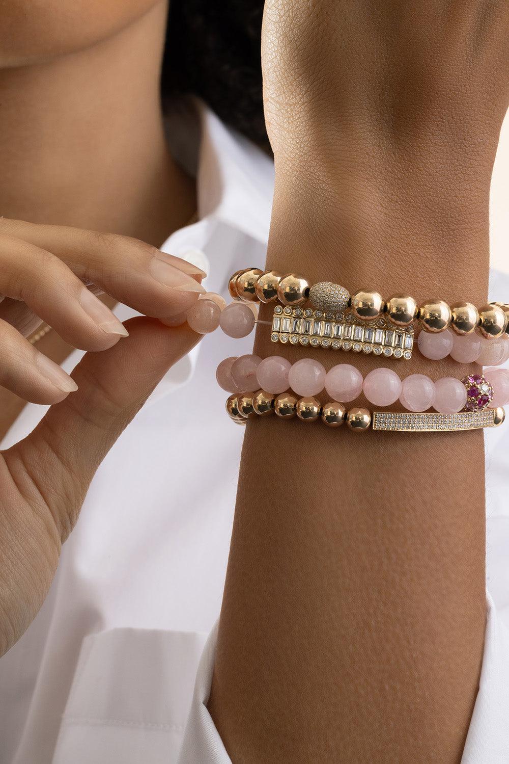 Diamond Round Bar Morganite Bracelet-YELLOW GOLD-JEWELRYFINE JEWELBRACELET O-SYDNEY EVAN