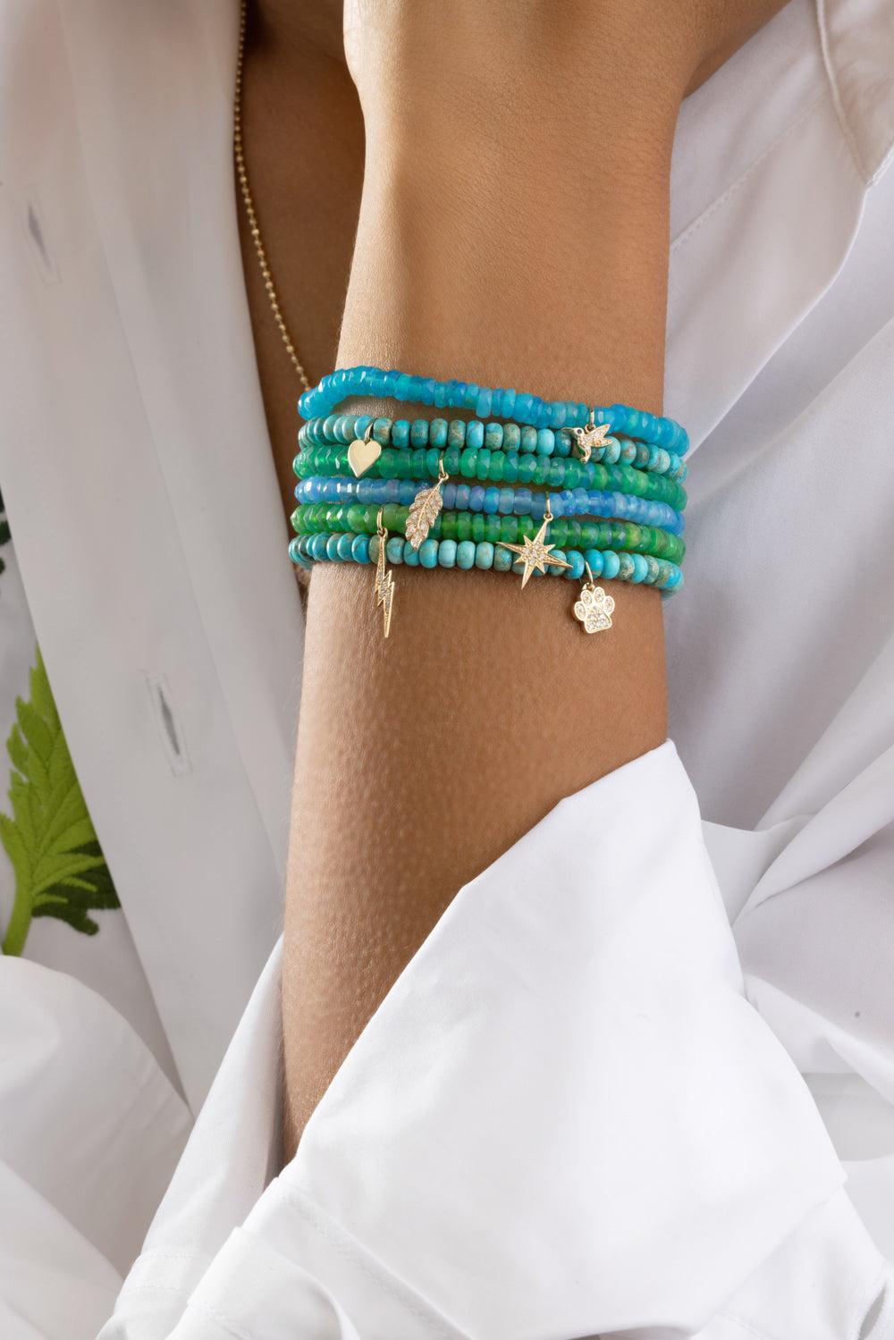 Green opal Small Lightening Bolt Charm Bracelet-YELLOW GOLD-JEWELRYFINE JEWELBRACELET O-SYDNEY EVAN