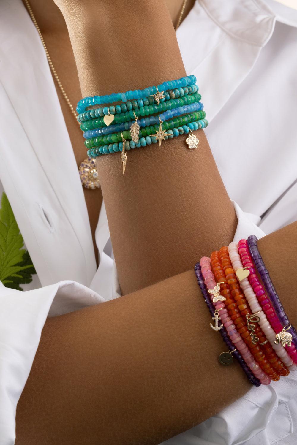 Mint Opal Tiny Feather Charm Bracelet-YELLOW GOLD-JEWELRYFINE JEWELBRACELET O-SYDNEY EVAN