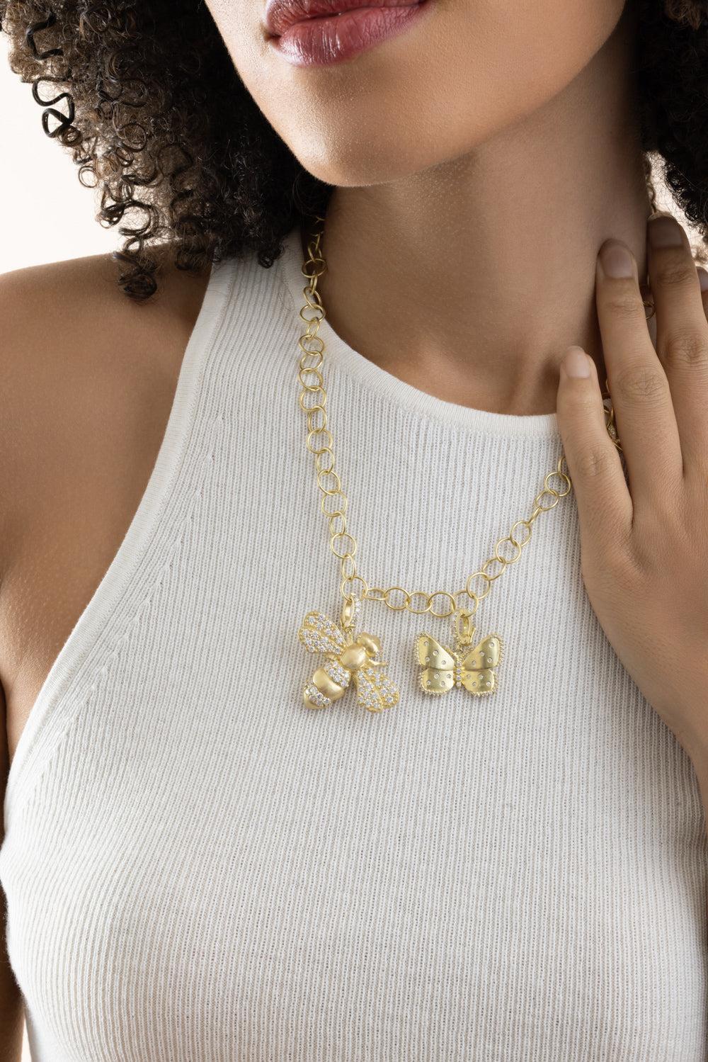Diamond XL Bee Charm-YELLOW GOLD-JEWELRYFINE JEWELPENDANT-TANYA FARAH