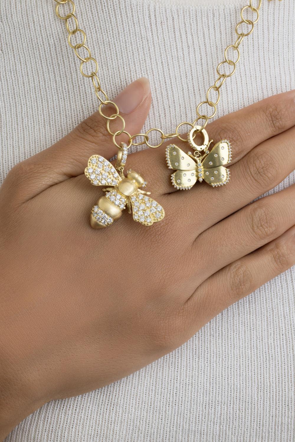 Diamond XL Bee Charm-YELLOW GOLD-JEWELRYFINE JEWELPENDANT-TANYA FARAH