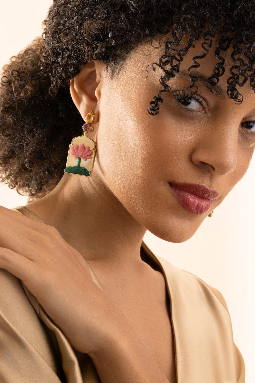 Pearl Aventurine Window Earrings-YELLOW GOLD-JEWELRYFINE JEWELEARRING-SILVIA FURMANOVICH