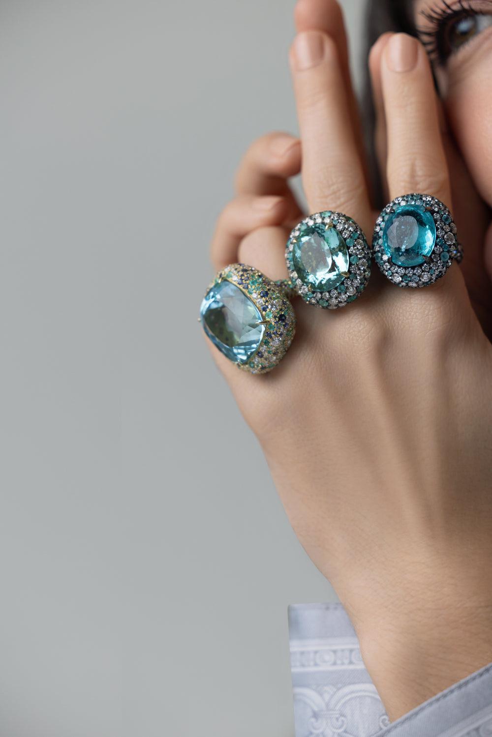 Paraiba Diamond Ring-BLACK GOLD-7.25-JEWELRYFINE JEWELRING-JARED LEHR