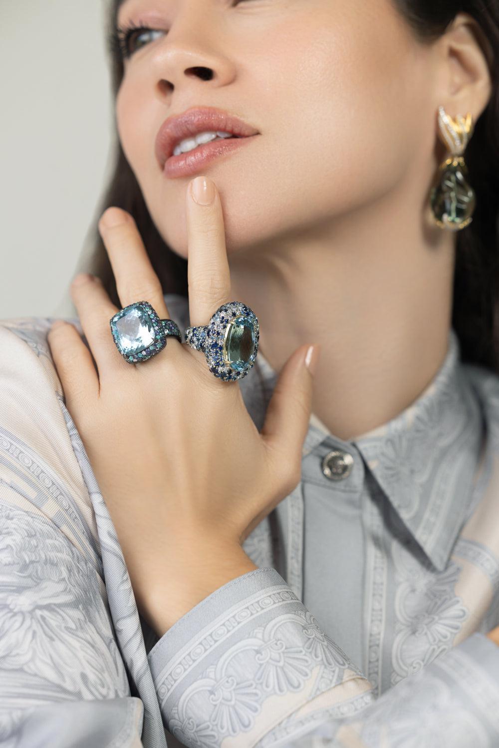 Aquamarine Sapphire Ring-YELLOW GOLD-7.25-JEWELRYFINE JEWELRING-JARED LEHR