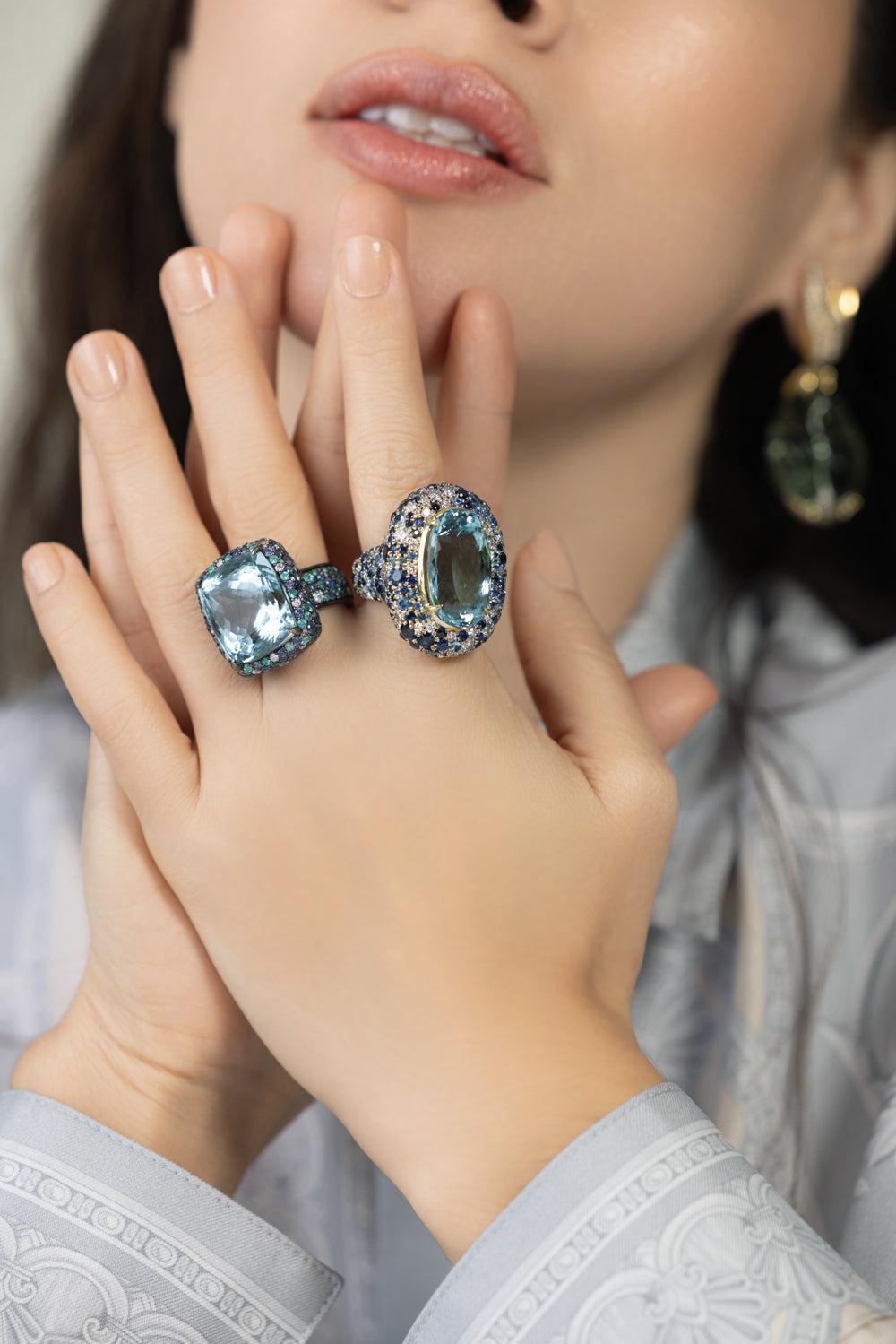 Aquamarine Sapphire Ring-YELLOW GOLD-7.25-JEWELRYFINE JEWELRING-JARED LEHR