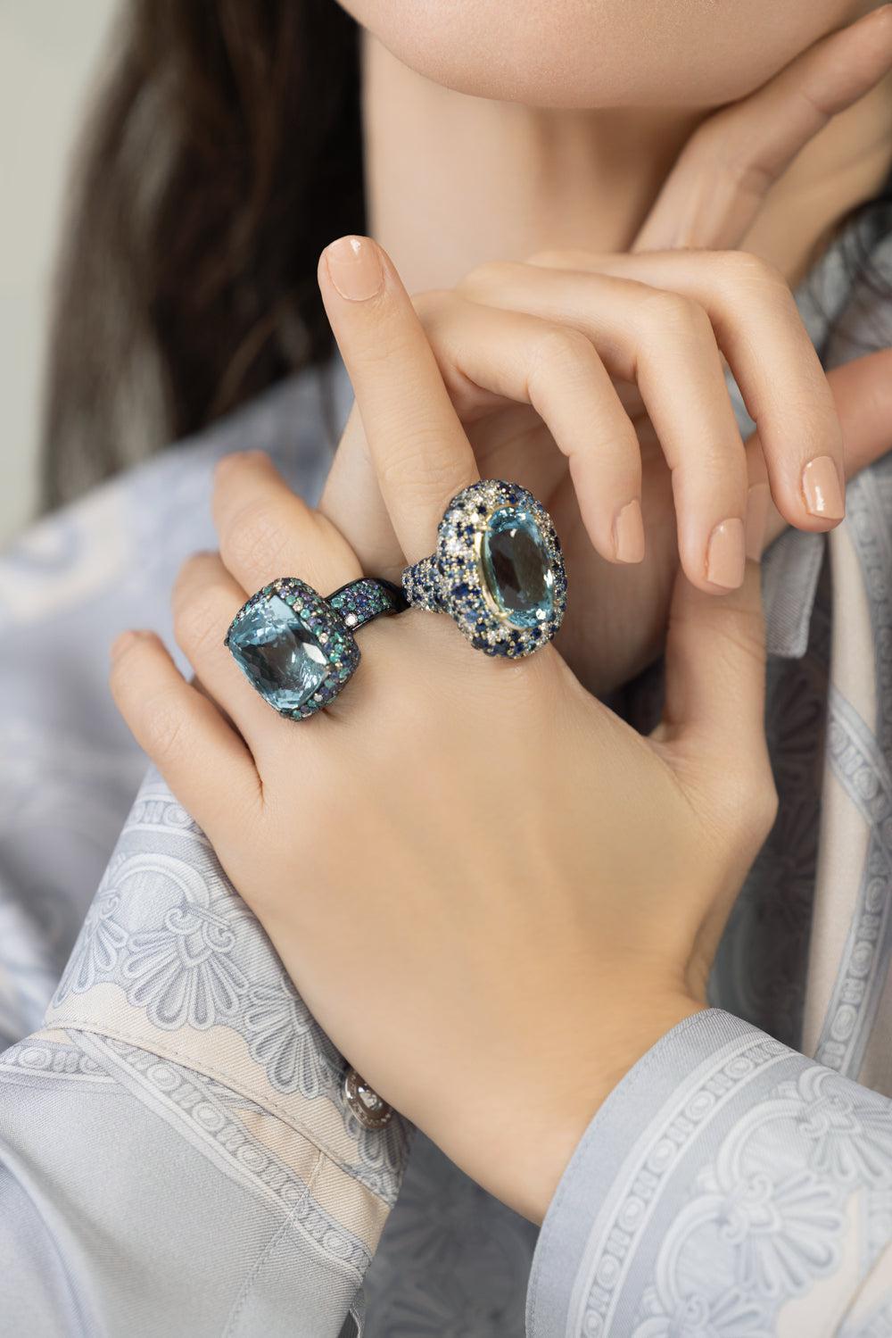 Aquamarine Sapphire Ring-YELLOW GOLD-7.25-JEWELRYFINE JEWELRING-JARED LEHR