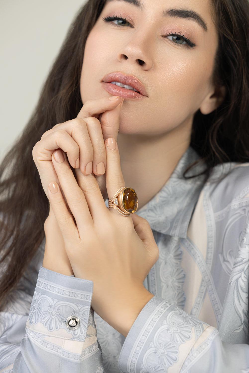 Golden Beryl Diamond Ring-ROSE GOLD-7-JEWELRYFINE JEWELRING-JARED LEHR