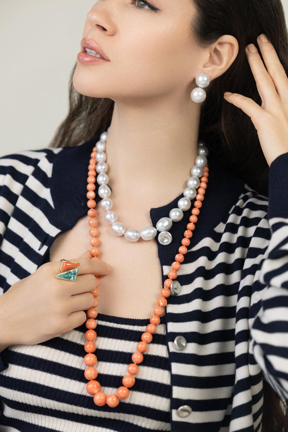 Baroque White South Sea Strand Necklace-WHITE GOLD-17.75-JEWELRYFINE JEWELNECKLACE O-ASSAEL