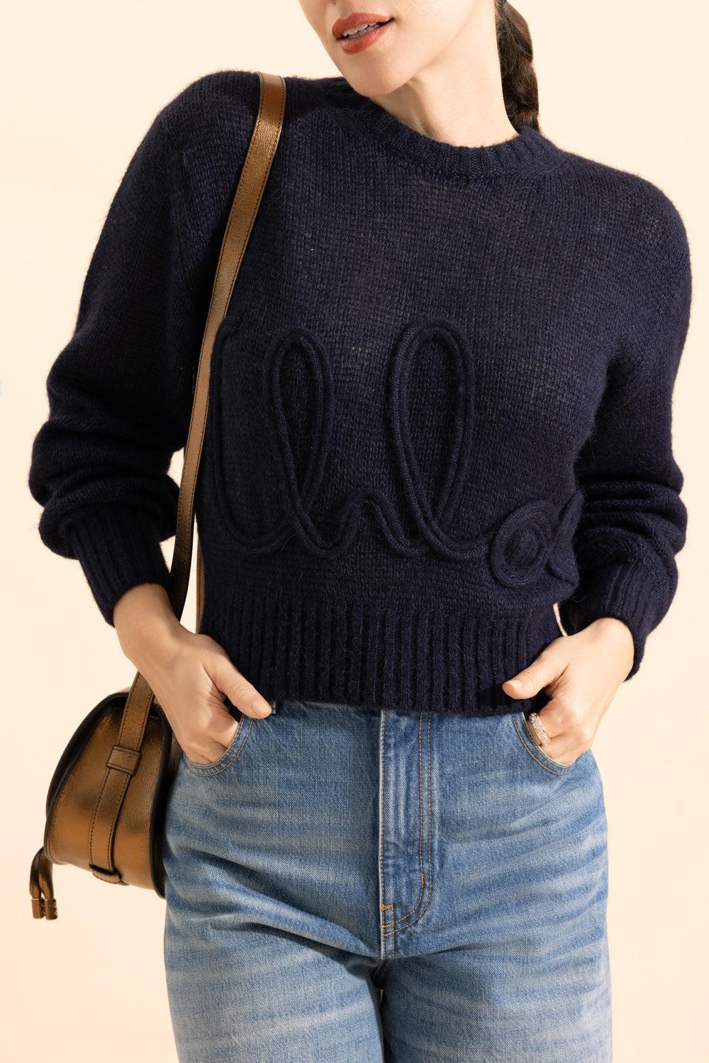 Hairy Wool Knit Sweater-BLUE-XS-CLOTHINGTOPKNITS-CHLOÉ