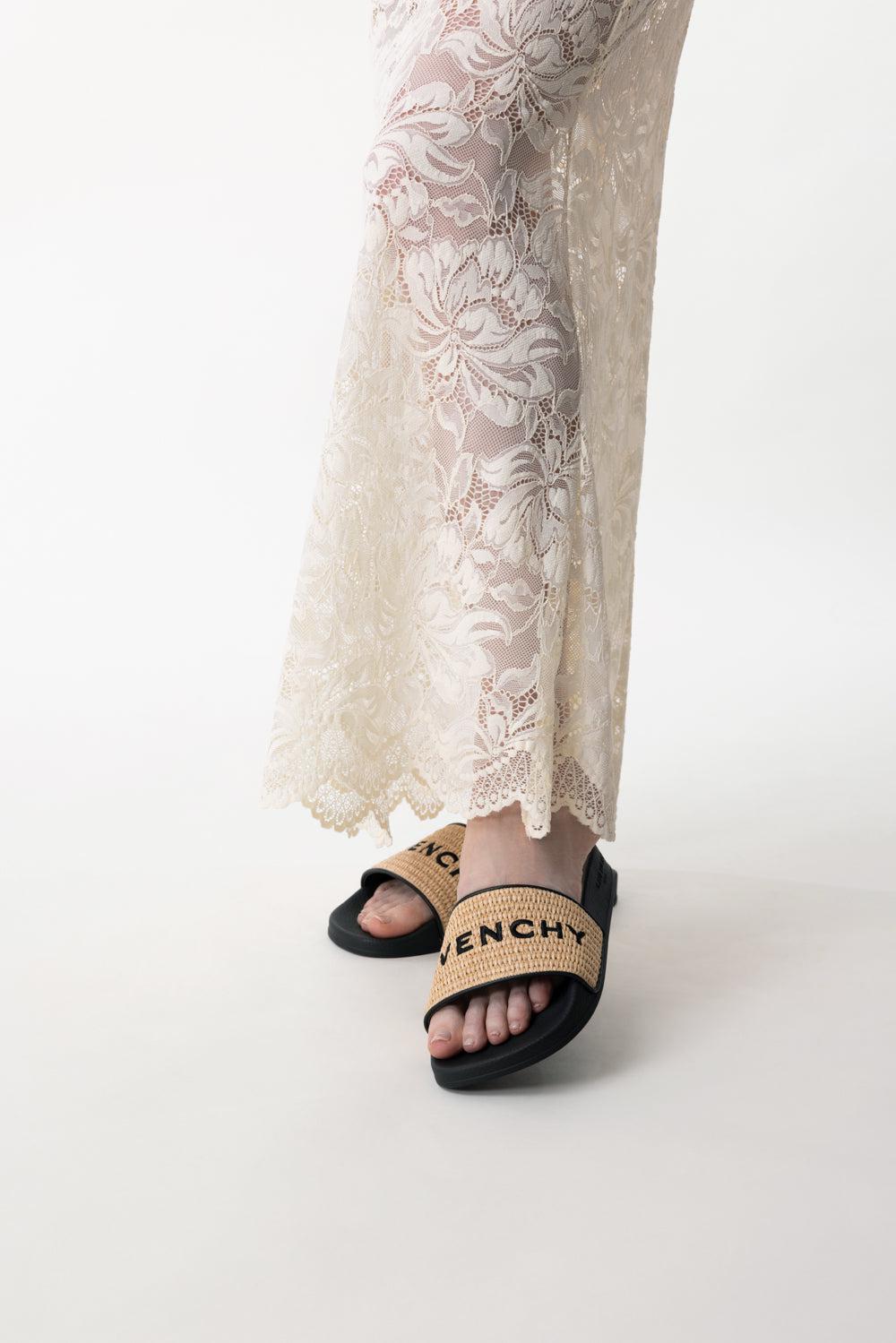 Flat Slides - Raffia-BLK/NAT-36-SHOEFLAT SHOE-GIVENCHY
