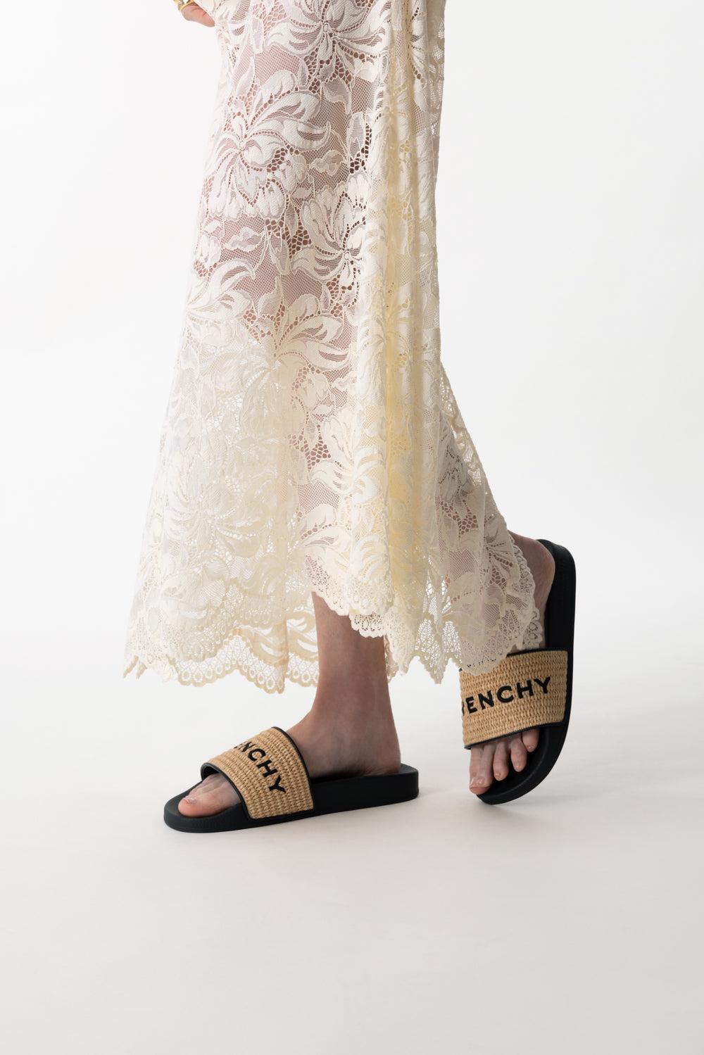 Flat Slides - Raffia-BLK/NAT-36-SHOEFLAT SHOE-GIVENCHY