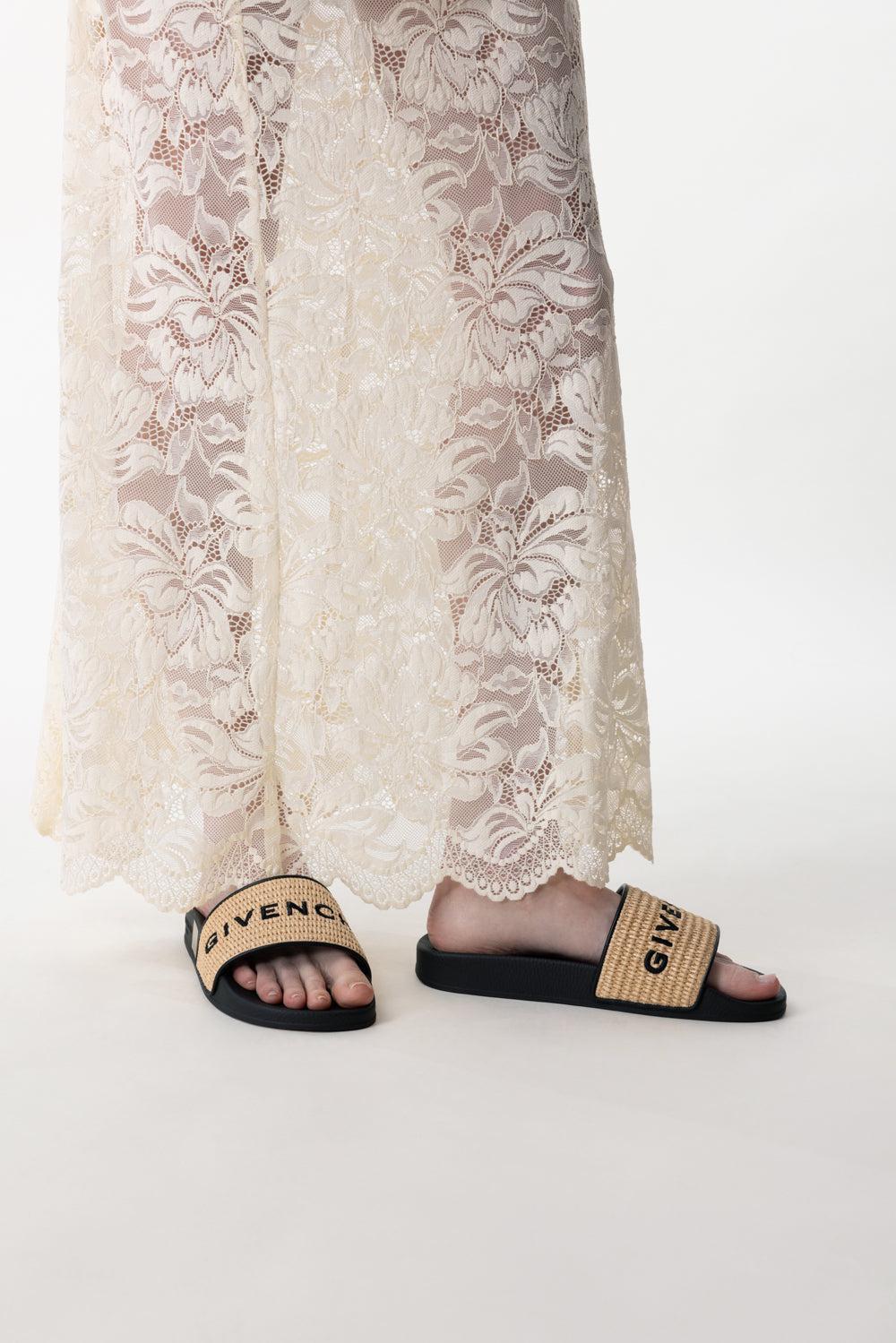 Flat Slides - Raffia-BLK/NAT-36-SHOEFLAT SHOE-GIVENCHY