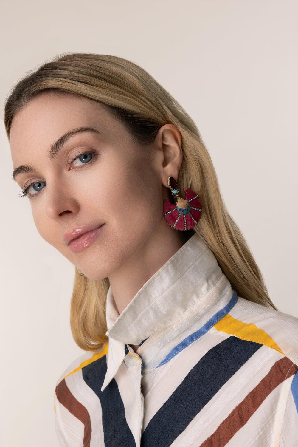 Diamond Silk Road Marquetry Earrings-YELLOW GOLD-JEWELRYFINE JEWELEARRING-SILVIA FURMANOVICH