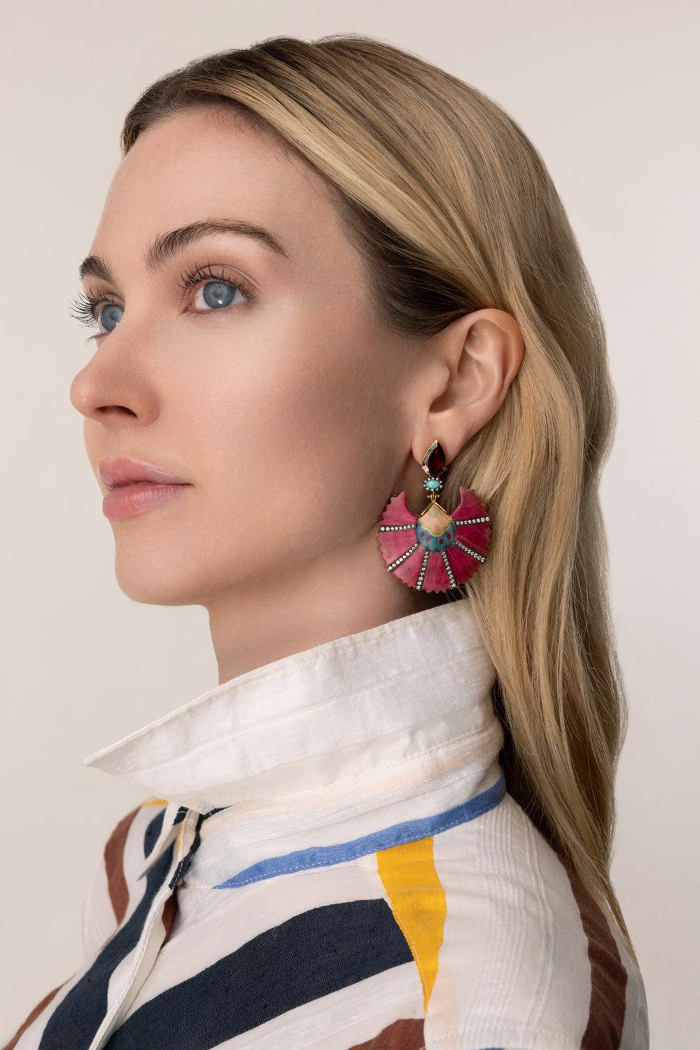 Diamond Silk Road Marquetry Earrings-YELLOW GOLD-JEWELRYFINE JEWELEARRING-SILVIA FURMANOVICH