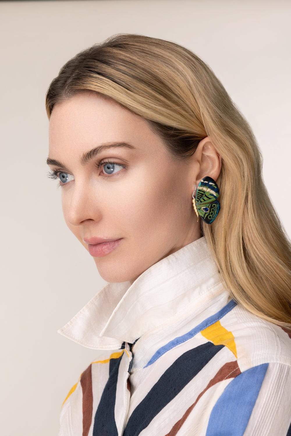 Small Kyanite Butterfly Marquetry Earrings-YELLOW GOLD-S-JEWELRYFINE JEWELEARRING-SILVIA FURMANOVICH