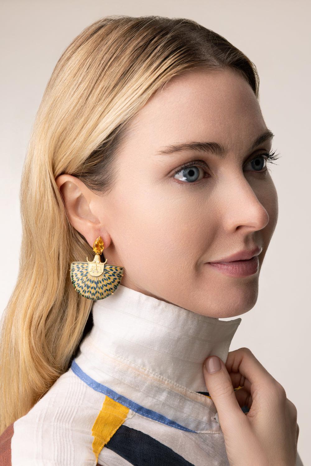 Egypt Marquetry Earrings-YELLOW GOLD-JEWELRYFINE JEWELEARRING-SILVIA FURMANOVICH