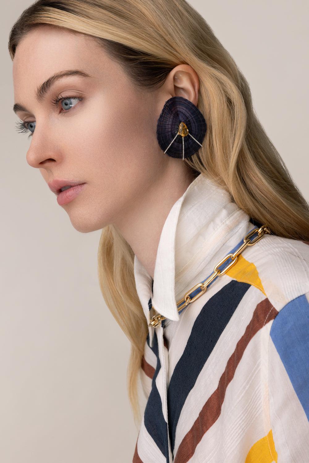 Purple Horse Mane Earrings-YELLOW GOLD-JEWELRYFINE JEWELEARRING-SILVIA FURMANOVICH
