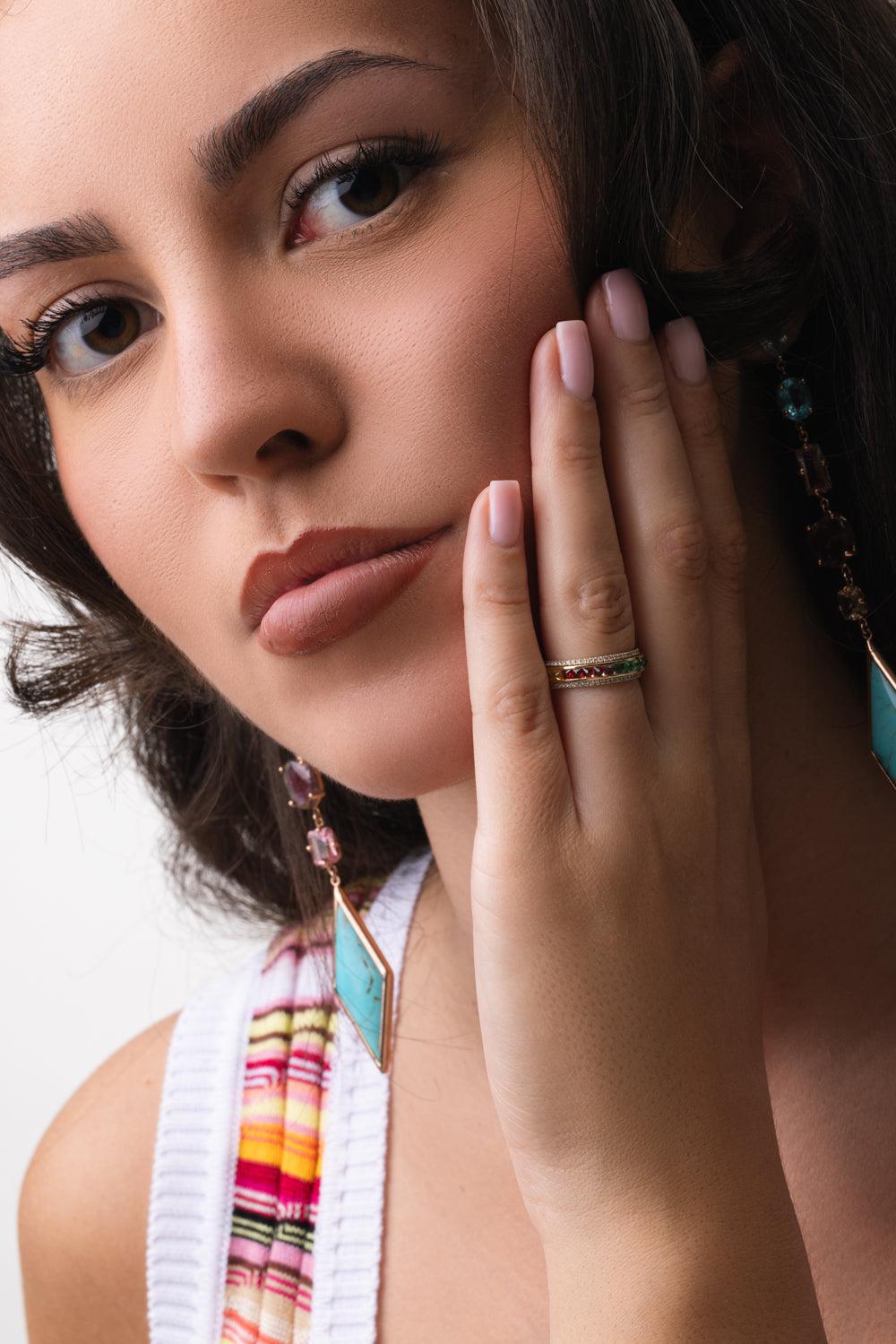 Rainbow Sapphire Spinner Ring-YELLOW GOLD-6-JEWELRYFINE JEWELRING-JACQUIE AICHE