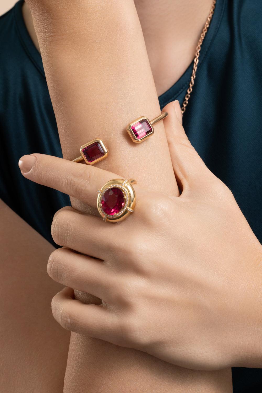 Rubellite G-One Bracelet-YELLOW GOLD-JEWELRYFINE JEWELBRACELET O-GOSHWARA