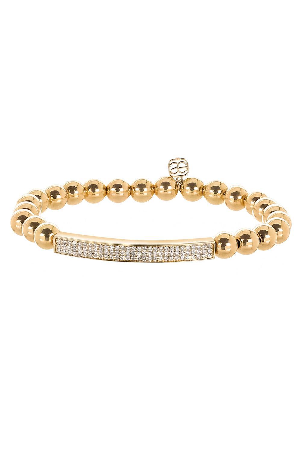 Diamond Three Row Round Bead Bracelet-YELLOW GOLD-JEWELRYFINE JEWELBRACELET O-SYDNEY EVAN
