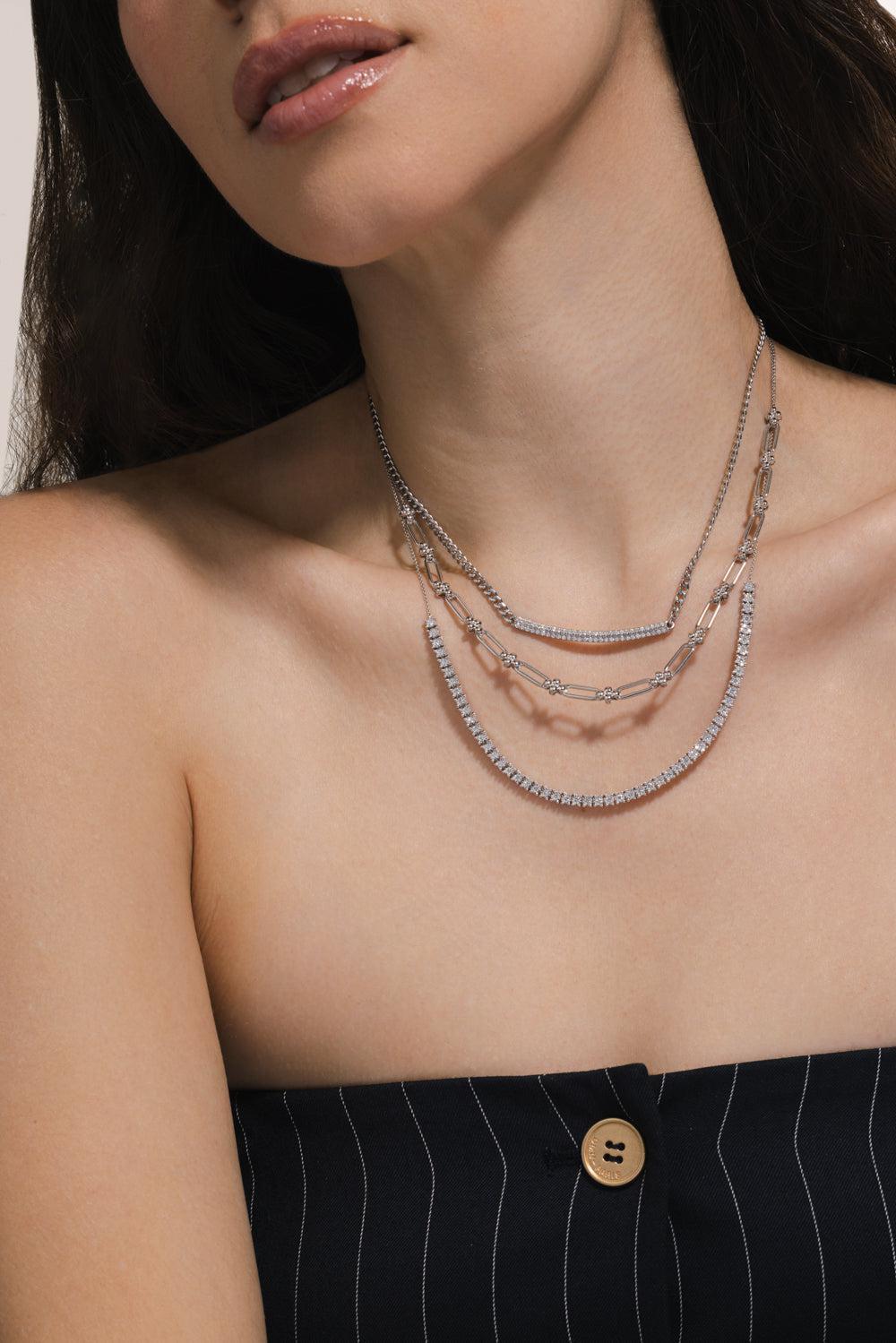 Poppy Rae Link Station Necklace-WHITE GOLD-16/18-JEWELRYFINE JEWELNECKLACE O-DANA REBECCA DESIGNS