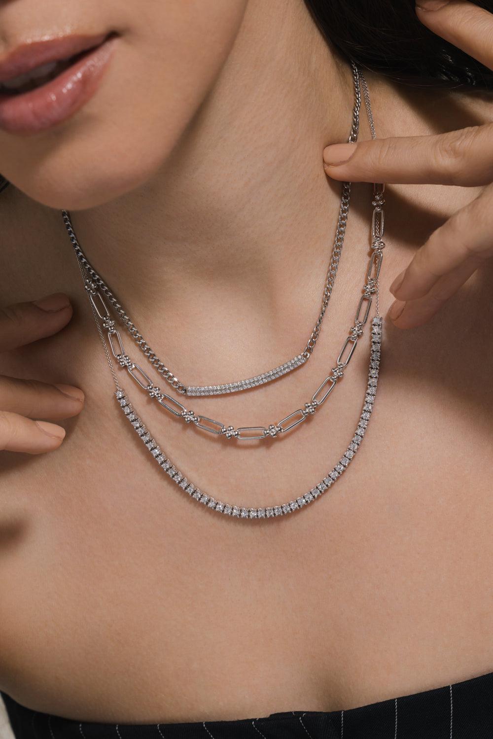 Sylvie Rose Cuban Bar Necklace-WHITE GOLD-16-JEWELRYFINE JEWELNECKLACE O-DANA REBECCA DESIGNS