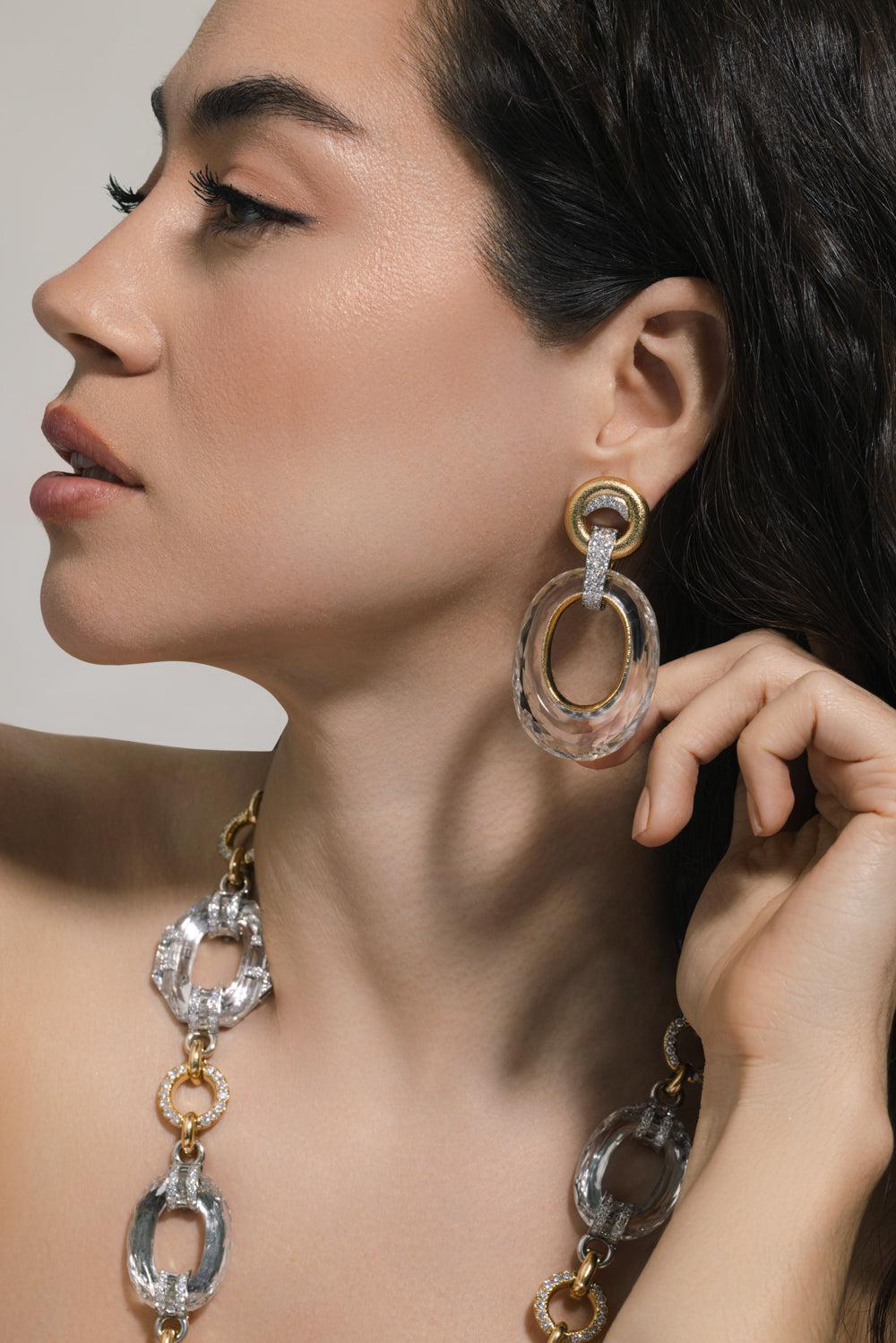 Crystal Hoop Earrings-YELLOW GOLD-JEWELRYFINE JEWELEARRING-DAVID WEBB
