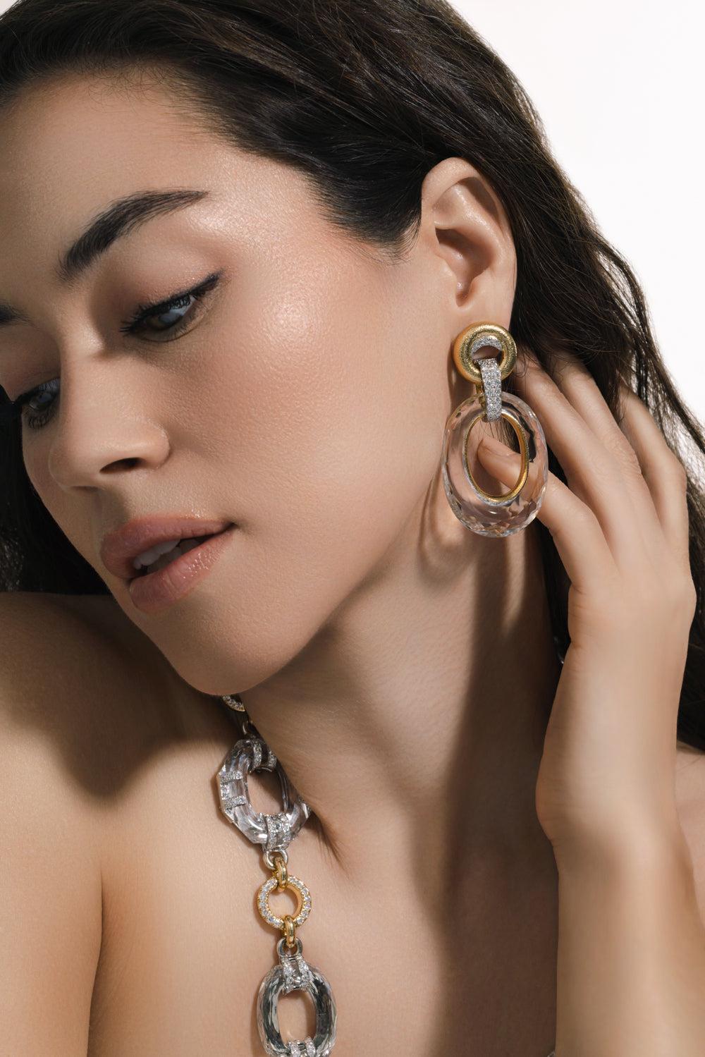Crystal Hoop Earrings-YELLOW GOLD-JEWELRYFINE JEWELEARRING-DAVID WEBB