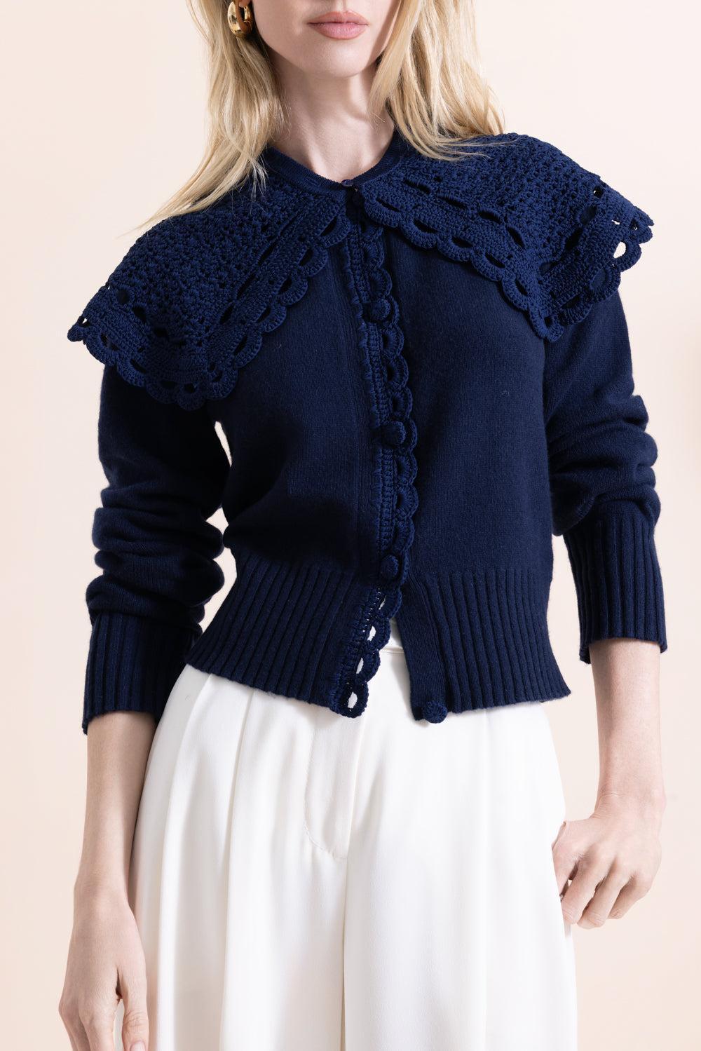 Crew Neck Shoulder Cardigan-NAVY-XS-CLOTHINGTOPCARDIGAN-ERDEM