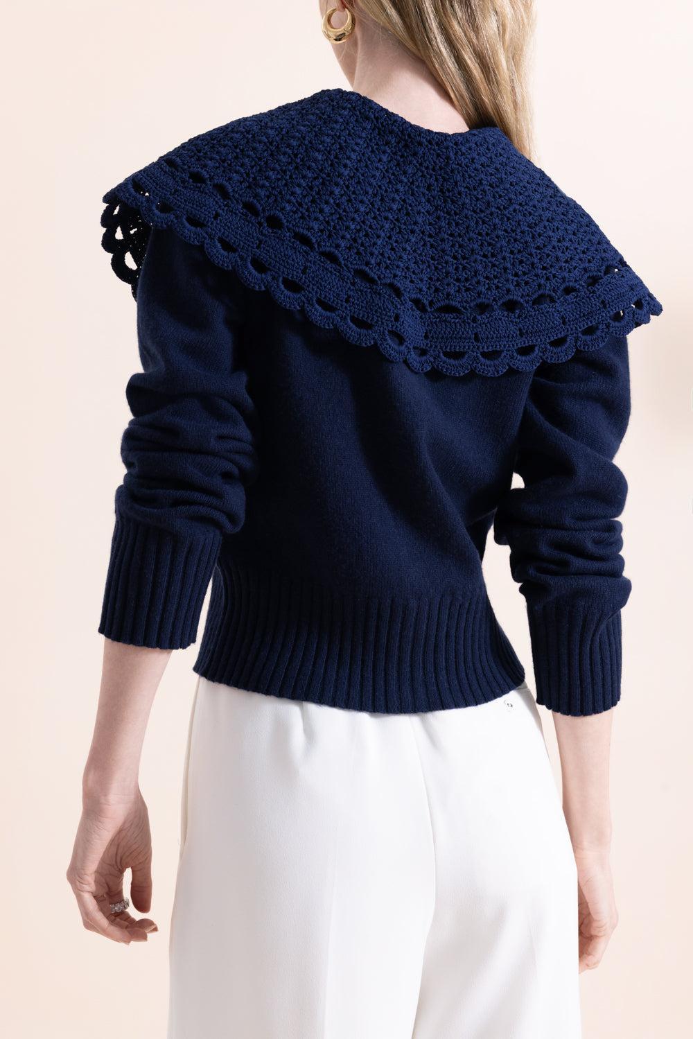 Crew Neck Shoulder Cardigan-NAVY-XS-CLOTHINGTOPCARDIGAN-ERDEM