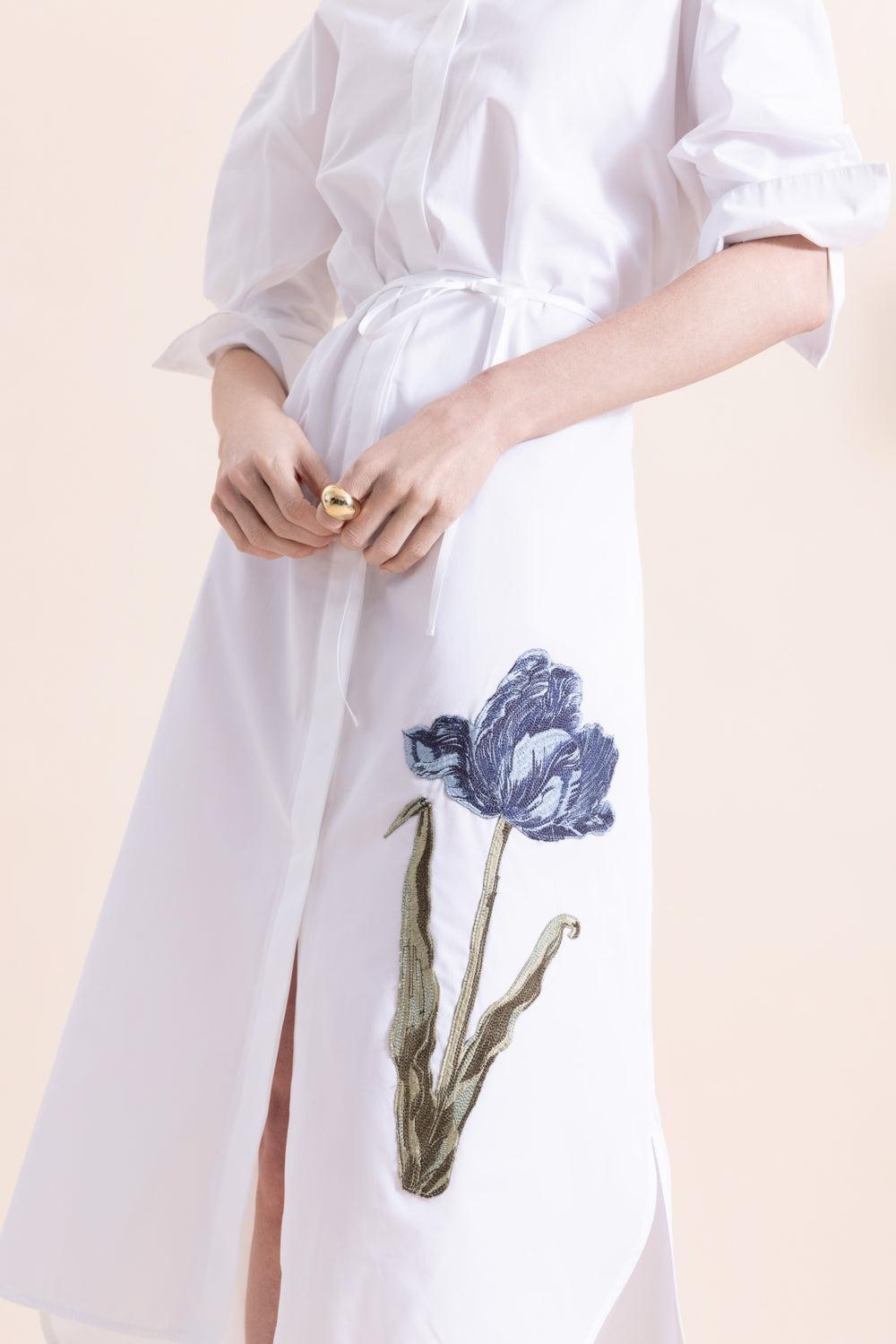Long Sleeve Shirt Dress - White-WHITE-2-CLOTHINGDRESSCASUAL-ERDEM