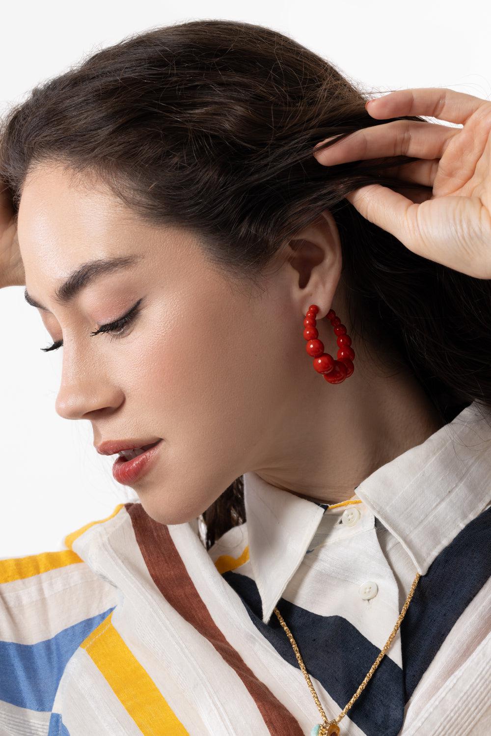 Small Andy Hoop Earrings-CREAM-JEWELRYBOUTIQUEEARRING-GAS BIJOUX