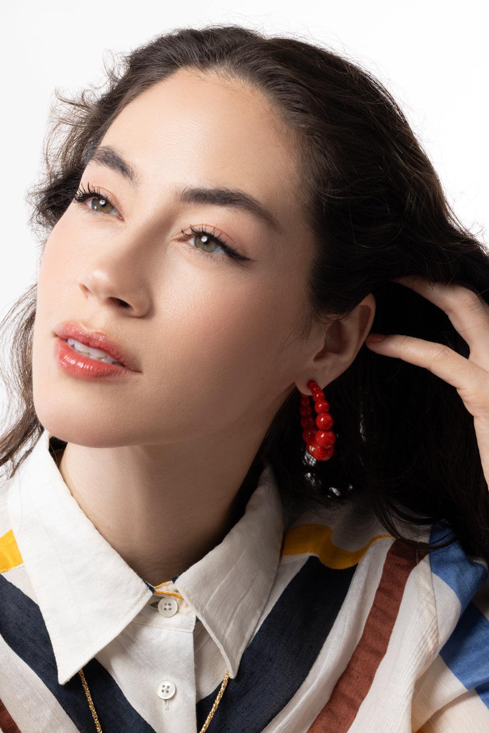 Small Andy Hoop Earrings-CREAM-JEWELRYBOUTIQUEEARRING-GAS BIJOUX