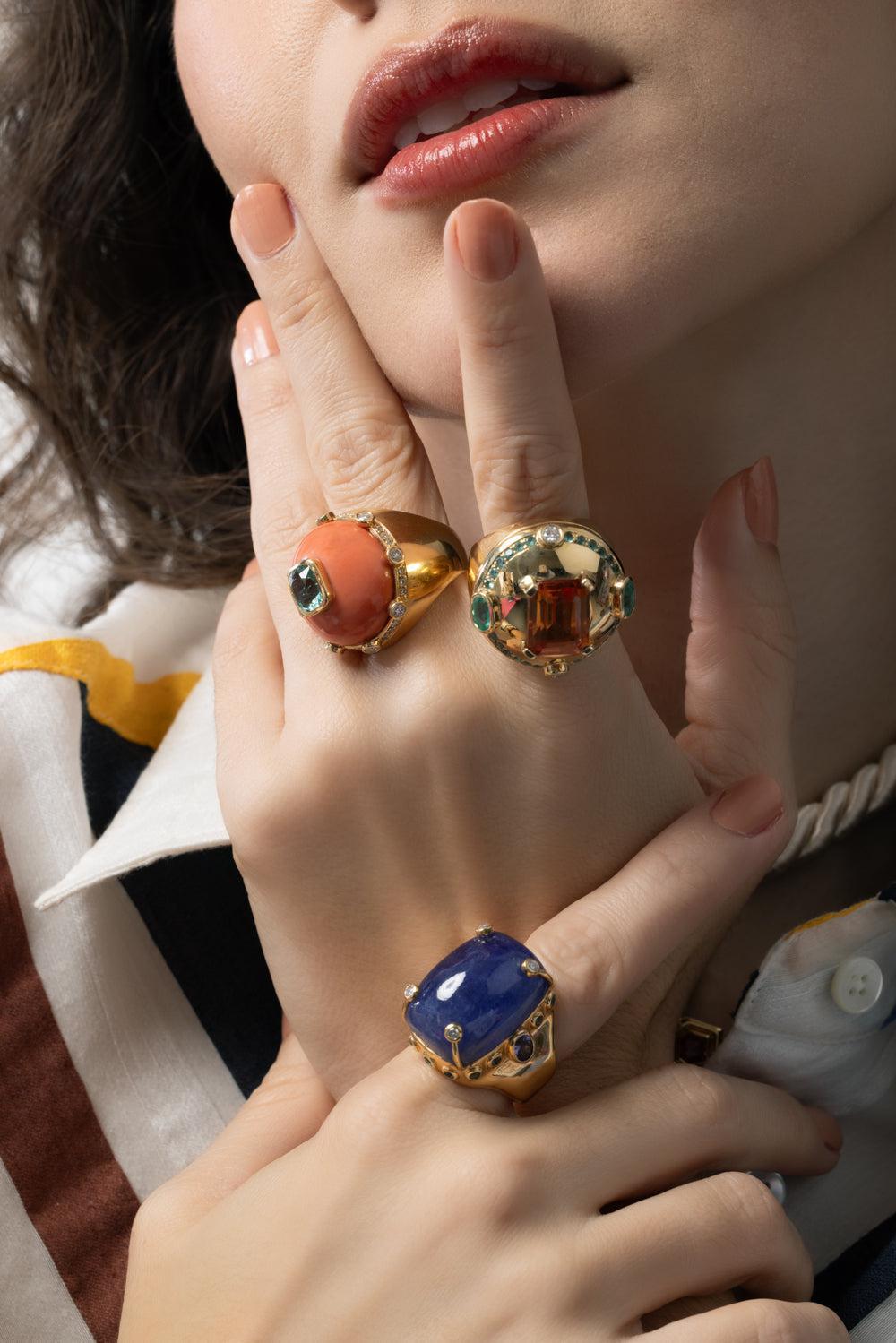 Mint Tourmaline Coral Ring-YELLOW GOLD-7.5-JEWELRYFINE JEWELRING-DENISE CASSOU